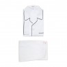 Pyjama en popeline blanc à bordures bleues