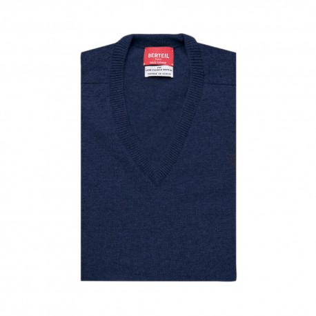 Pull col V en lambswool marine