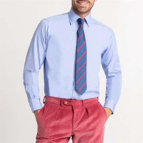 Chemise col classique unie bleue