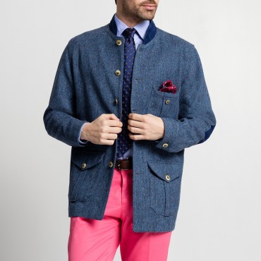 Suffolk tweed donegal bleu cobalt berteil