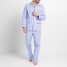 Pyjama en popeline bleu à bordures bleues